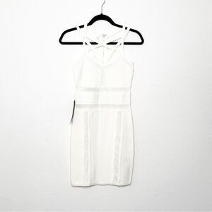 Bebe NEW WITH TAGS! Women's White Mesh & Cage Bandage Dress Bodycon Size S